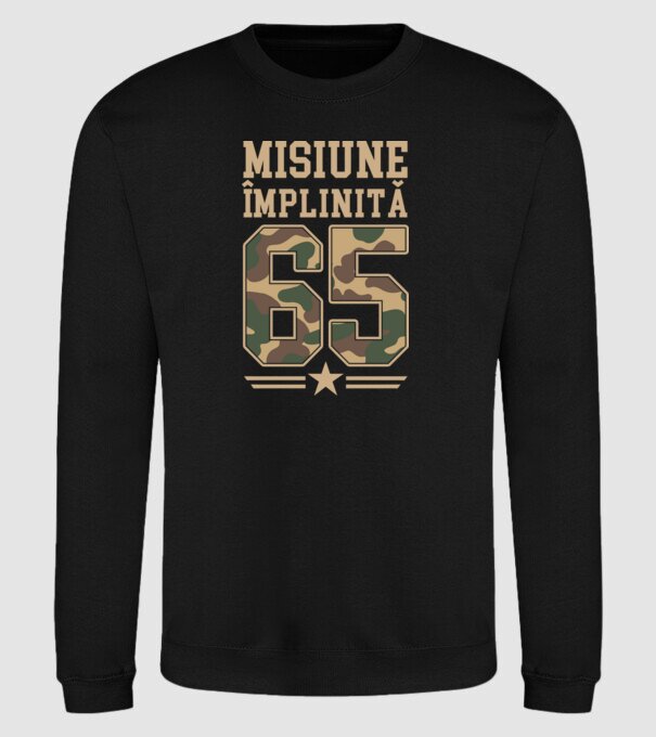Misiune împlinită 65 model negru pe tricou