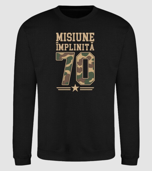 Misiune împlinită 70 model negru pe tricou