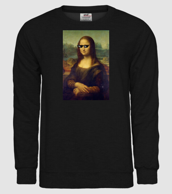 Mona Lisa Deal with it model negru pe tricou