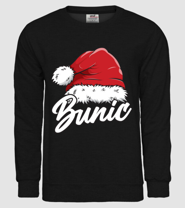 bunic Santa Hat model negru pe tricou