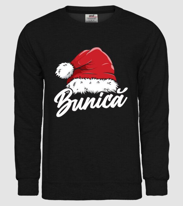 bunică Santa Hat model negru pe tricou
