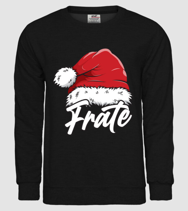 frate Santa Hat model negru pe tricou