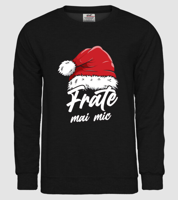 frate mai mic Santa Hat model negru pe tricou
