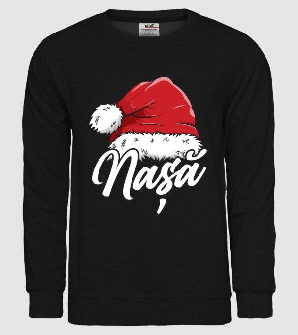 nașă Santa Hat model negru pe tricou