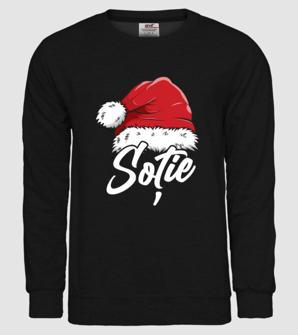 soție Santa Hat model negru pe tricou