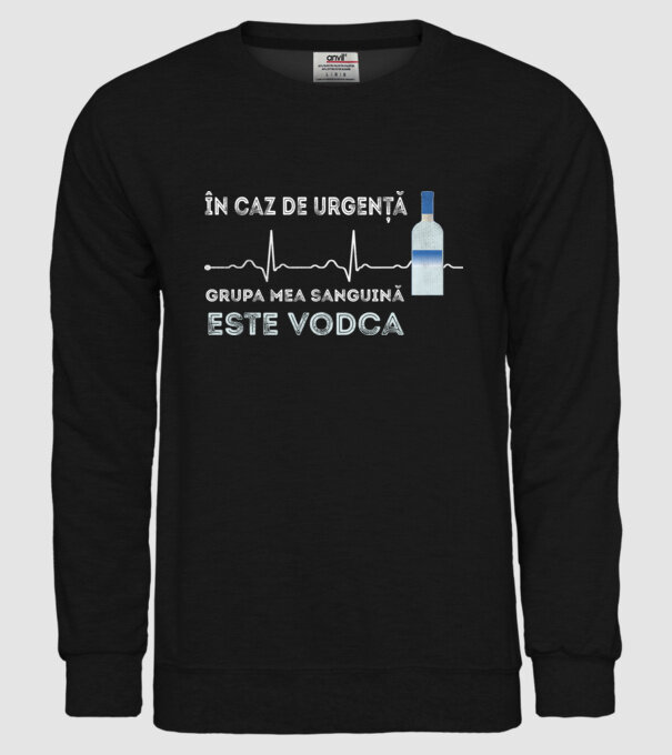 În caz de urgență, grupa mea sanguină este vodca model negru pe tricou