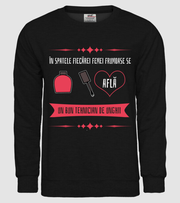 În spatele fiecărei femei frumoase se află un bun tehnician de unghii model negru pe tricou