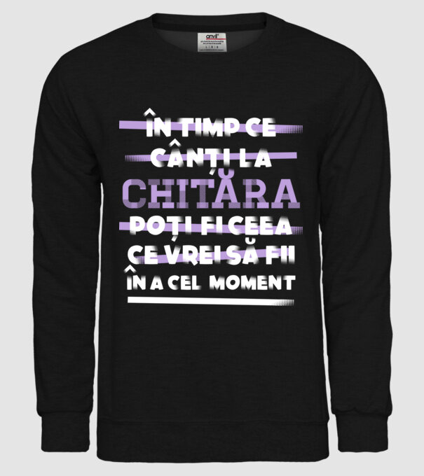 în timp ce cânți la chitară poți fi ceea ce vrei să fii - în acel moment model negru pe tricou