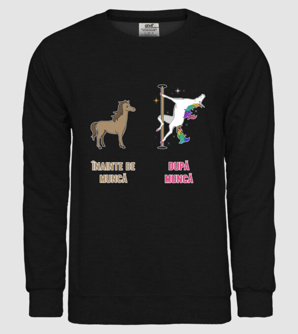 Înainte de muncă - după muncă model negru pe tricou