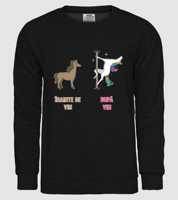Înainte de vin - După vin model negru pe tricou