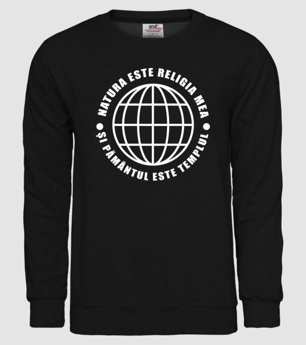 Natura este religia mea model negru pe tricou
