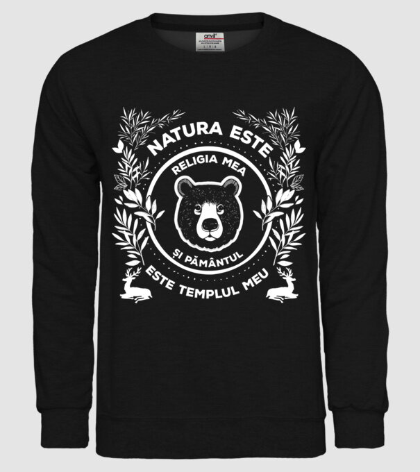 Natura este religia mea și pământul este templul meu model negru pe tricou