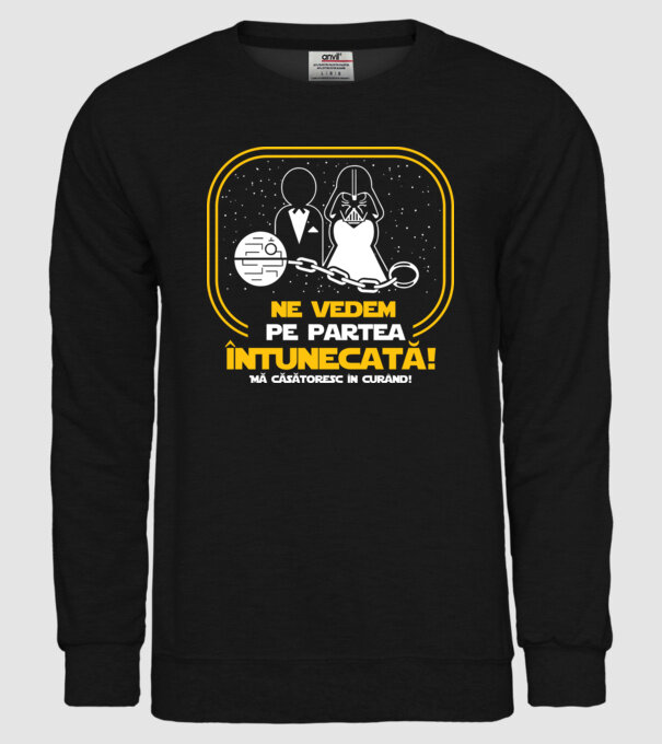 Ne vedem pe partea întunecată model negru pe tricou