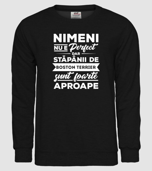 nimeni nu e perfect, dar stăpânii de boston terrier sunt foarte aproape model negru pe tricou