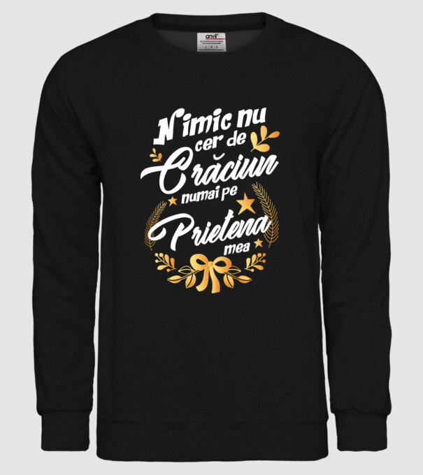 nimic nu cer de Crăciun, numai pe prietena mea model negru pe tricou