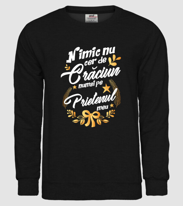 nimic nu cer de Crăciun, numai pe prietenul meu model negru pe tricou