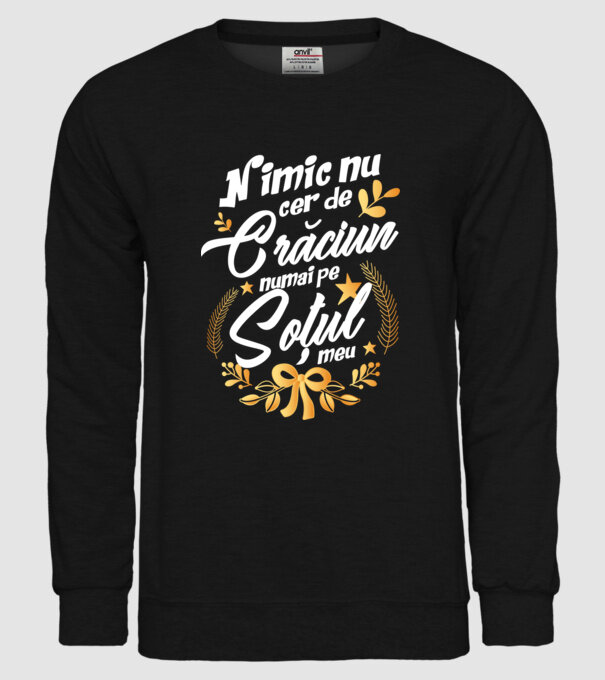 nimic nu cer de Crăciun, numai pe soțul meu model negru pe tricou