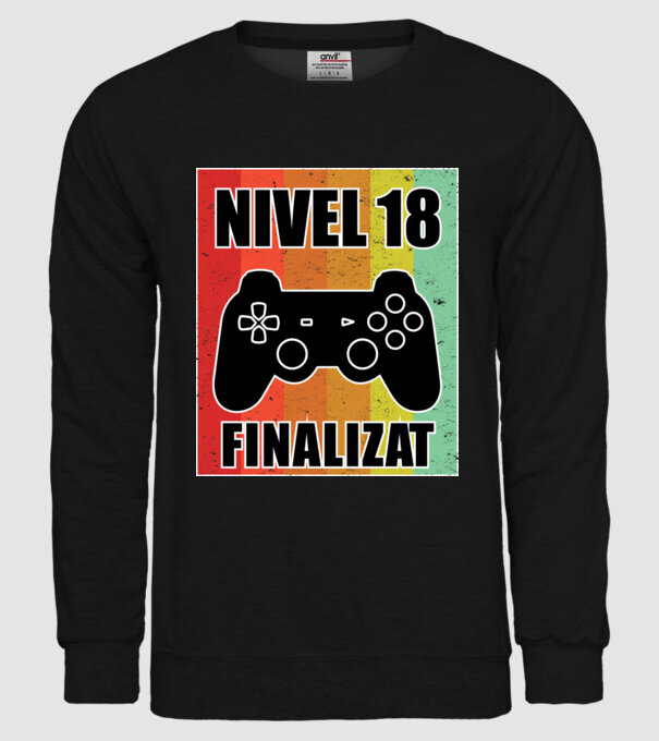Nivel 18 finalizat model negru pe tricou