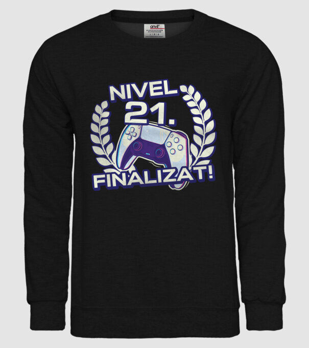 Nivel 21 finalizat! model negru pe tricou