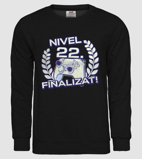 Nivel 22 finalizat! model negru pe tricou