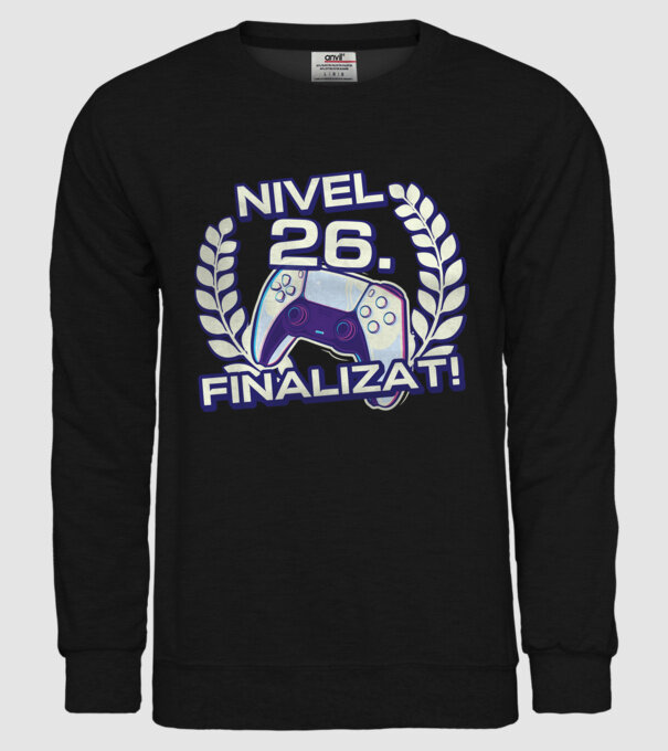 Nivel 26 finalizat! model negru pe tricou
