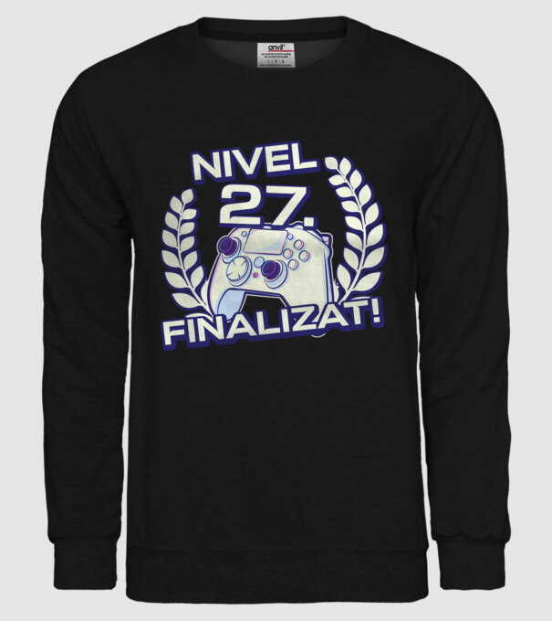 Nivel 27 finalizat! model negru pe tricou