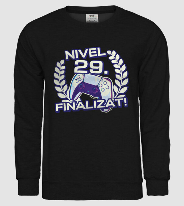Nivel 29 finalizat! model negru pe tricou