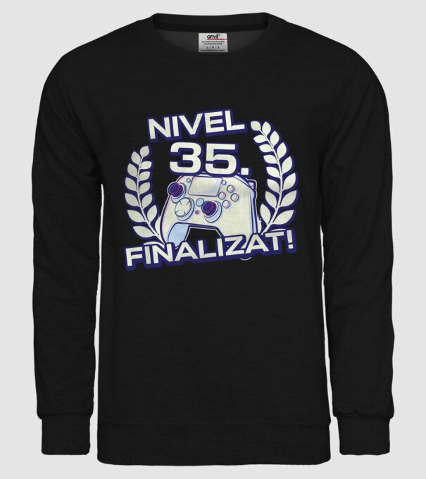 Nivel 35 finalizat! model negru pe tricou