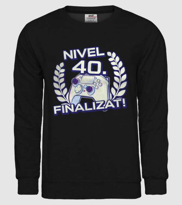 Nivel 40 finalizat! model negru pe tricou