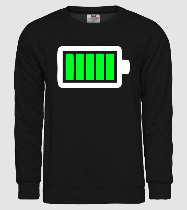 Nivel baterie complet model negru pe tricou