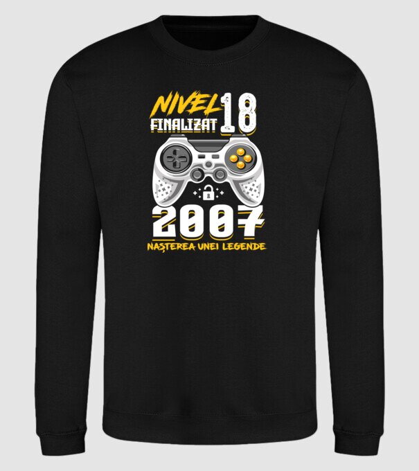 Nivel Finalizat 18 model negru pe tricou