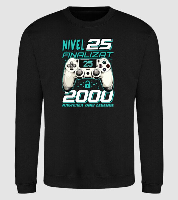 Nivel finalizat 25 2000 model negru pe tricou