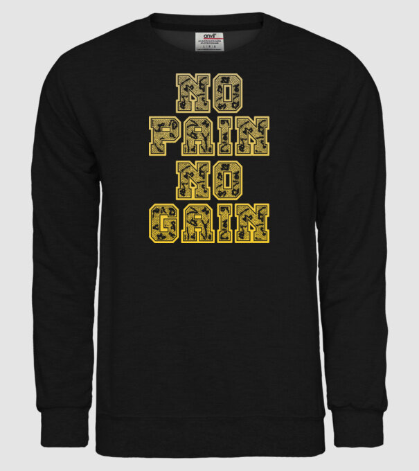 No Pain No Gain model negru pe tricou
