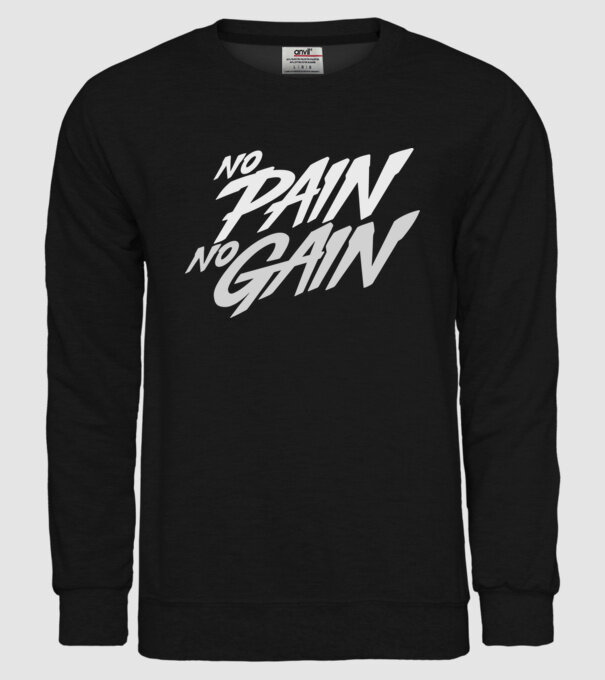 No Pain No Gain typography model negru pe tricou