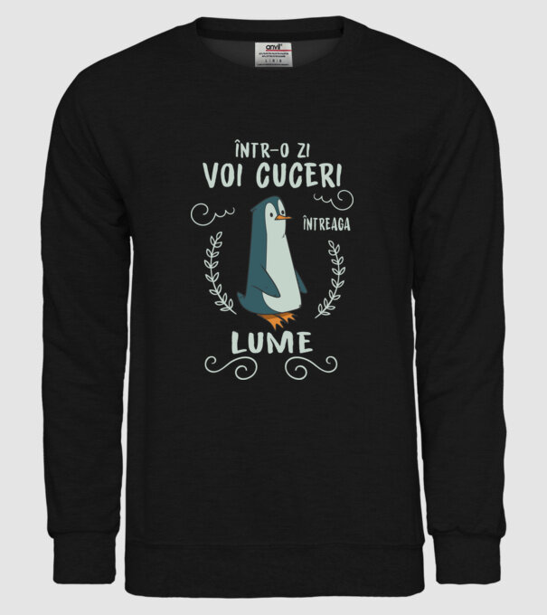 Într-o zi voi cuceri întreaga lume model negru pe tricou