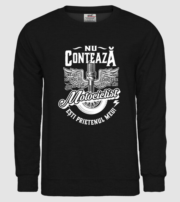 Nu contează cine ești, de unde vii sau care este stilul tău, dacă ești motociclist ești prietenul meu! model negru pe tricou