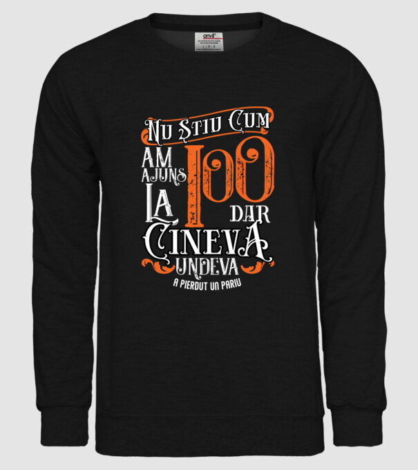 Nu știu cum am ajuns la 100, dar cineva, undeva, a pierdut un pariu model negru pe tricou