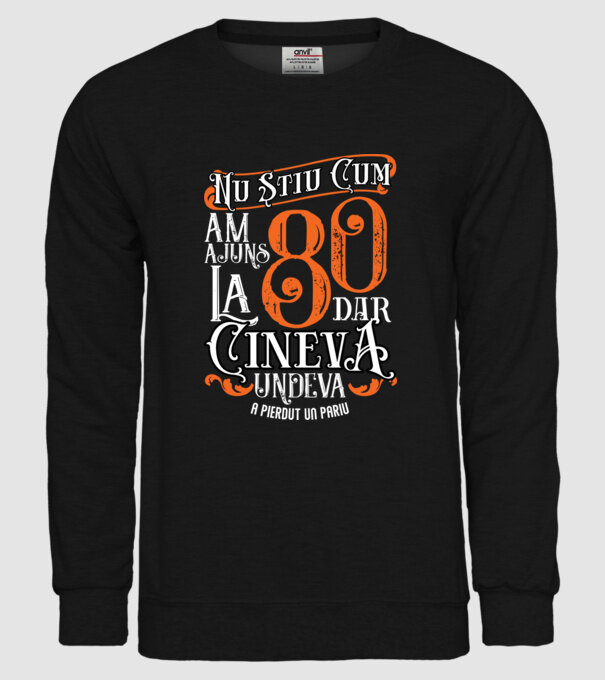 Nu știu cum am ajuns la 80, dar cineva, undeva, a pierdut un pariu model negru pe tricou