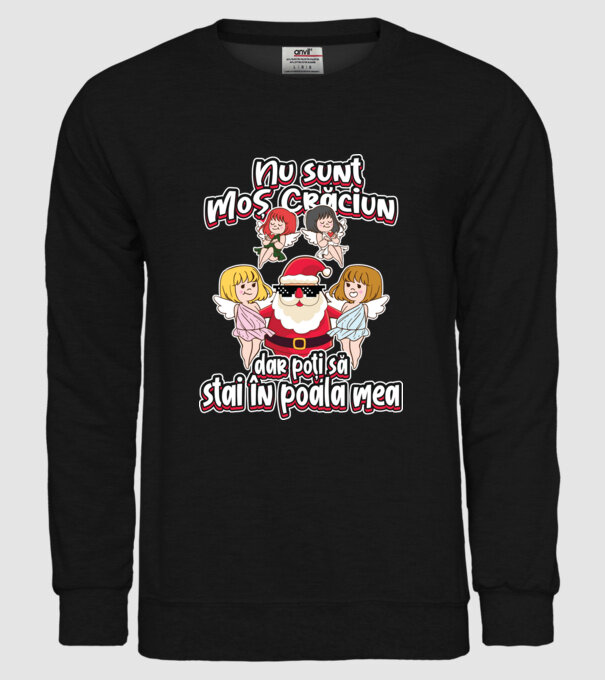 Nu sunt Moș Crăciun, dar poți să stai în poala mea model negru pe tricou