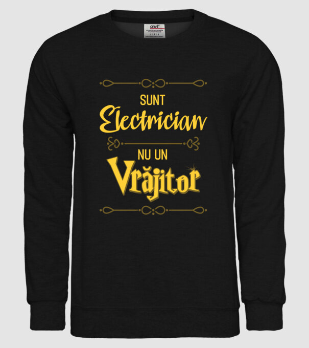 Sunt electrician, nu un vrăjitor model negru pe tricou
