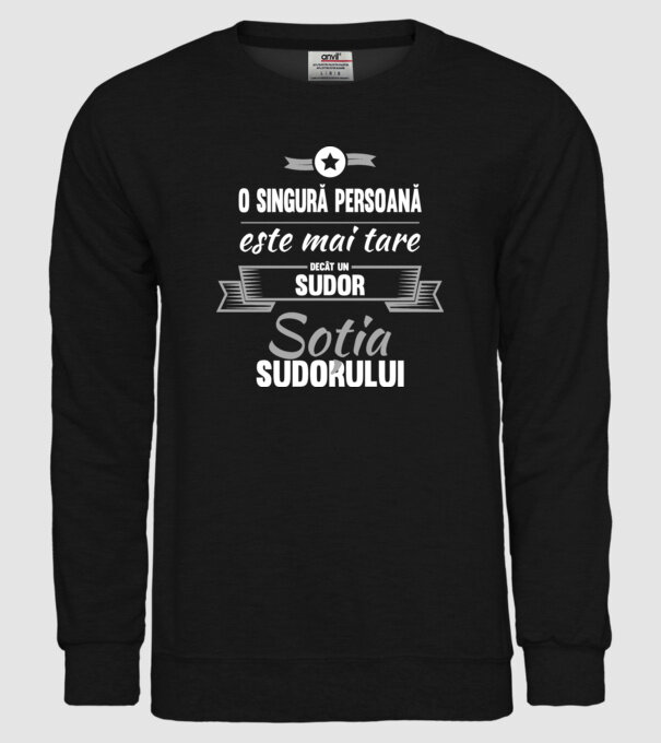 O singură persoană este mai tare decât un la un sudor, soția sudorului model negru pe tricou