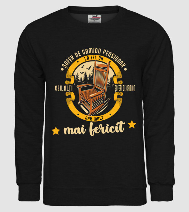 ȘOFER DE CAMION pensionar - la fel ca ceilalți șoferi de camion, dar mult mai fericit model negru pe tricou