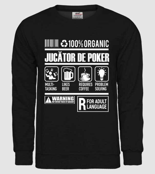 JUCĂTOR DE POKER model negru pe tricou