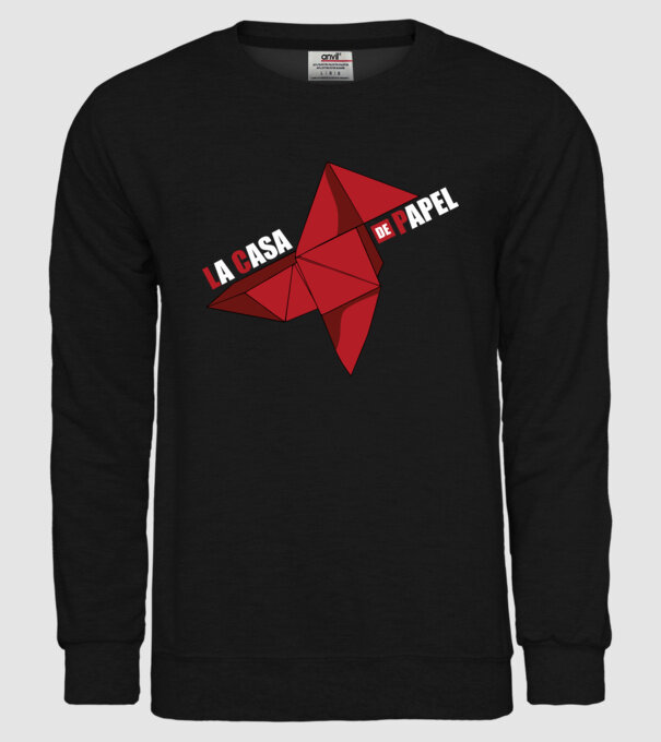 origami la casa de papel model negru pe tricou