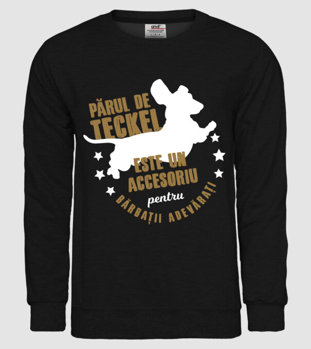 părul de teckel este un accesoriu pentru bărbații adevărați model negru pe tricou