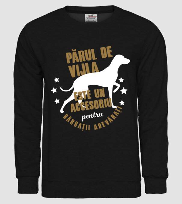 părul de vijla este un accesoriu pentru bărbații adevărați model negru pe tricou