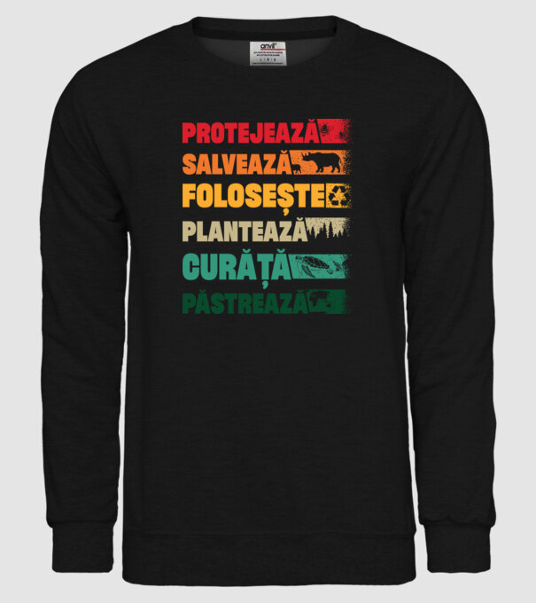 protejează salvează păstrează model negru pe tricou