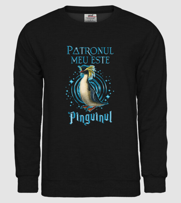 Patronul meu este PINGUINUL model negru pe tricou