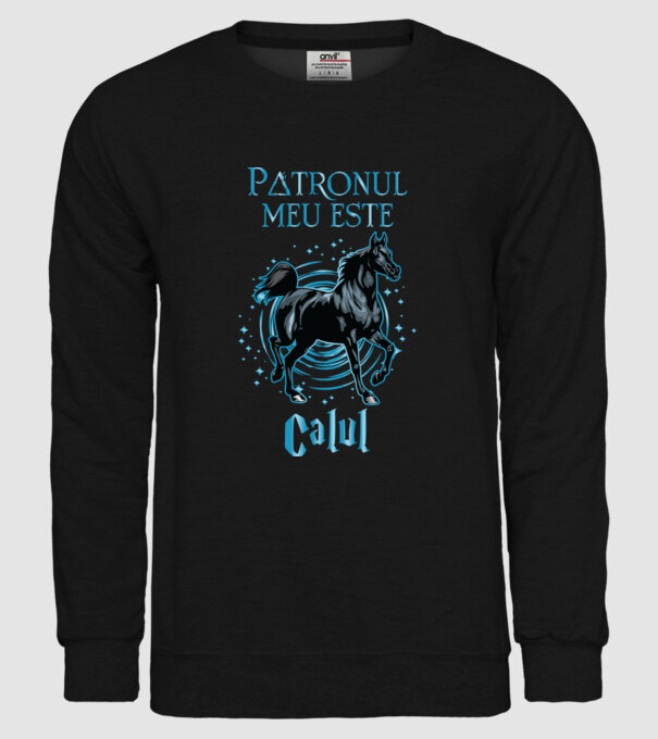 Patronul meu este CALUL model negru pe tricou