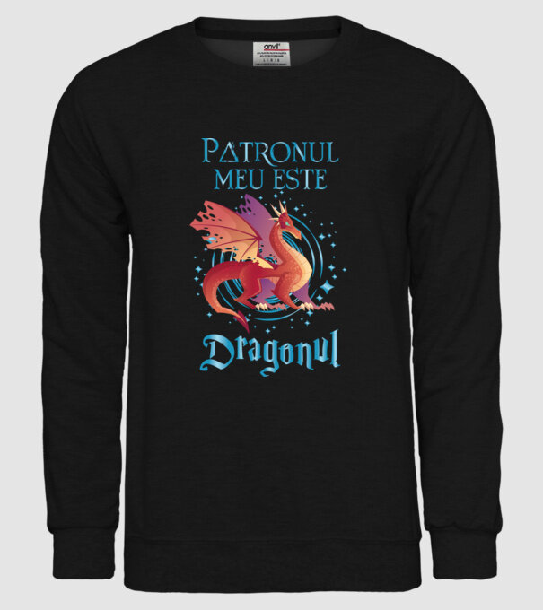 Patronul meu este DRAGONUL model negru pe tricou